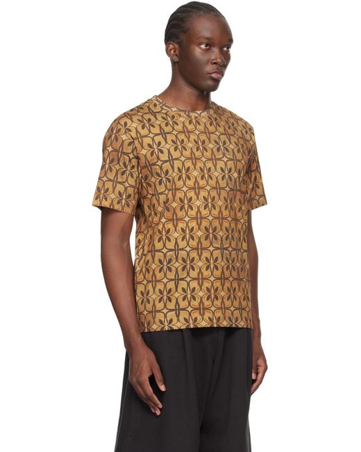 T-shirt brun à col ras du cou Dries Van Noten pour homme en coloris Multicolor
