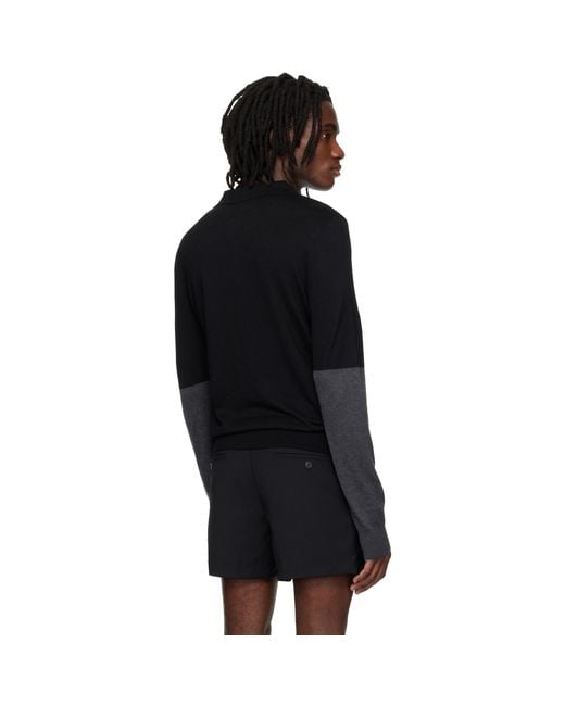 Entire studios Black Split Sleeve Polo for men