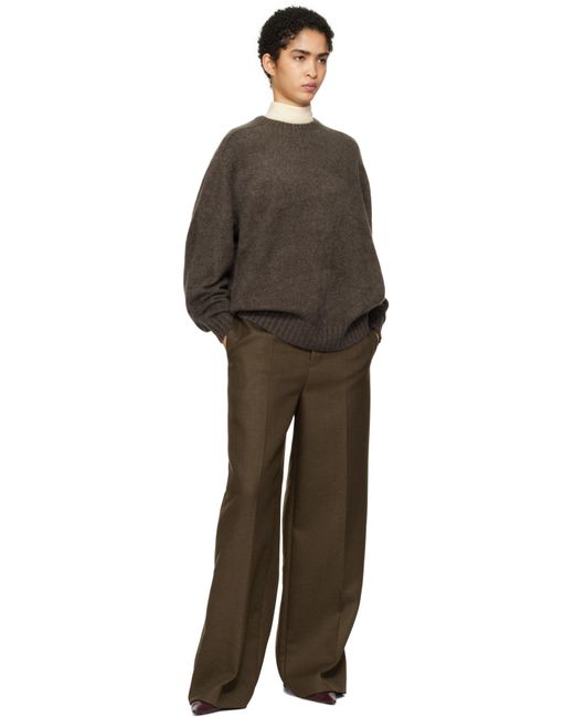 Carven ブラウン ダブル ウーステッドウール トラウザーズ Brown