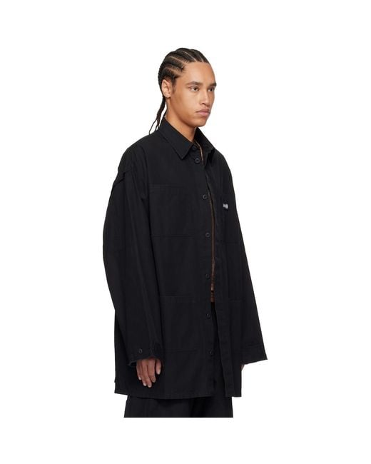032c Black Intermission Cargo Overshirt for men