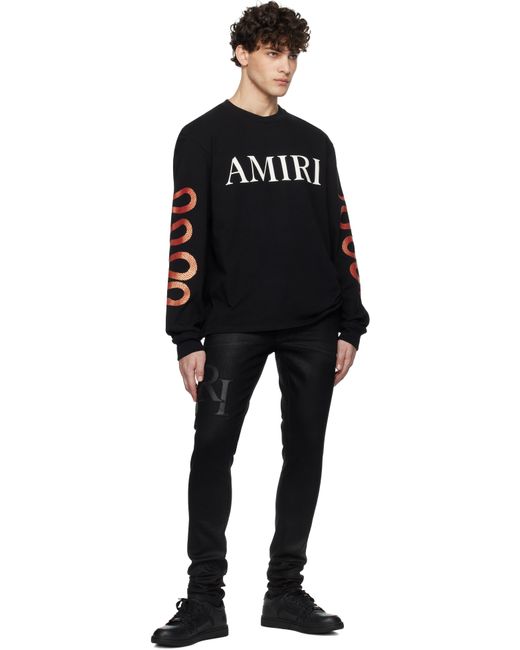 メンズ Amiri ブラック Snake Tシャツ Black