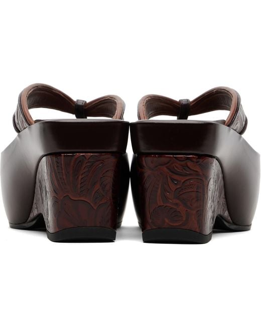 Dries Van Noten Black Burgundy Platform Thong Heeled Sandals
