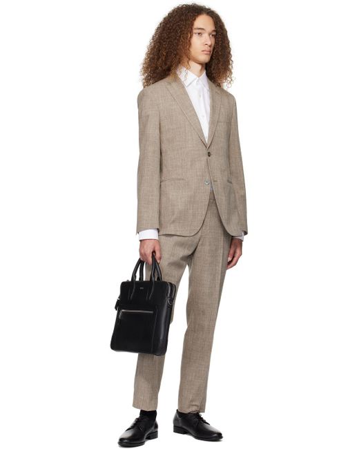 Boss Black Beige Slim-fit Suit for men