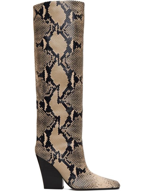 Paris Texas Beige & Black Printed Python Jane Boots