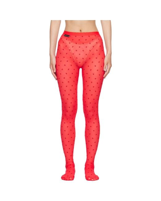 MARINE SERRE Red Plumetis Mesh Tights