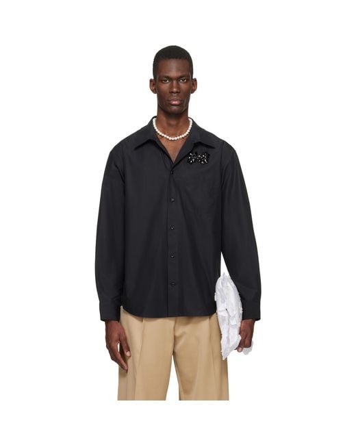 Simone Rocha Black Embellished Classic Shirt for men