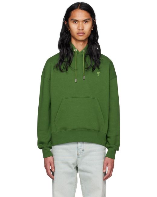Ami Paris Green Ami De Cœur Hoodie for Men | Lyst UK