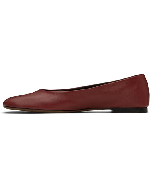 The Row Black Burgundy Square Ballerina Flats