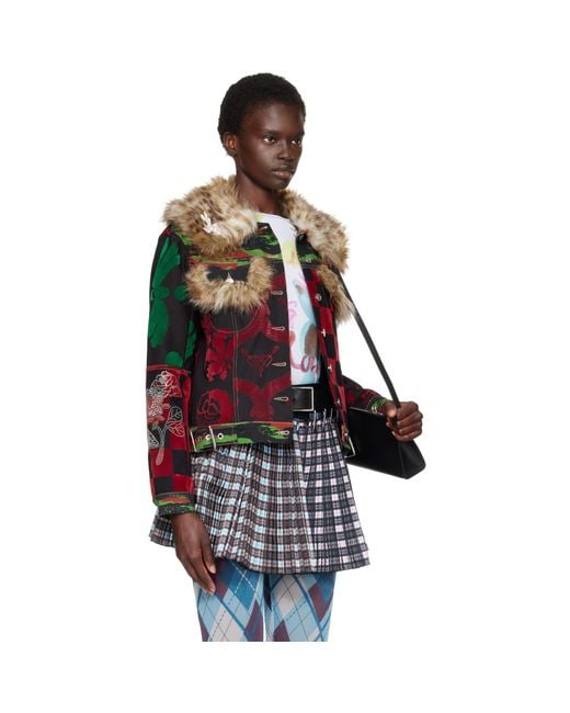 Chopova Lowena Red Patchwork Denim Jacket