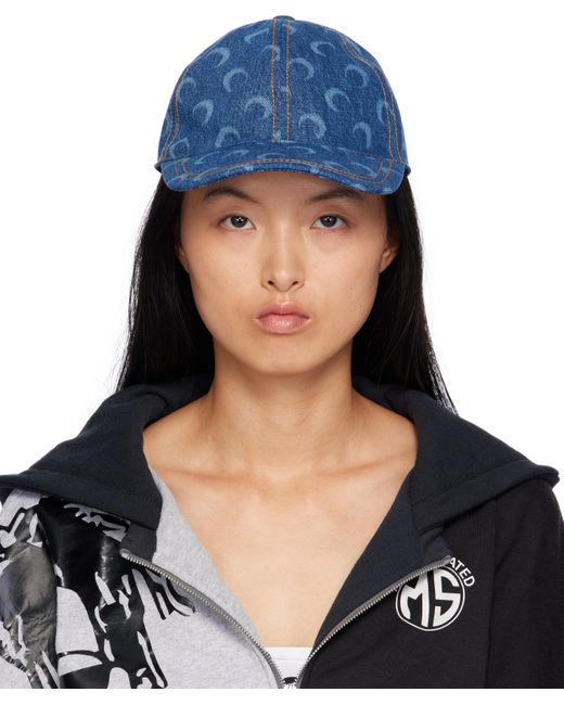 Marine Serre Moon Laser Denim Cap in Blue Lyst UK