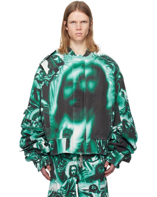 Gerrit Jacob Green Oversized Denim Jacket for men