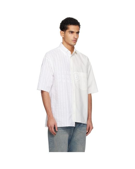 MM6 by Maison Margiela White Off- Two-Tone Cotton Poplin Shirt for men