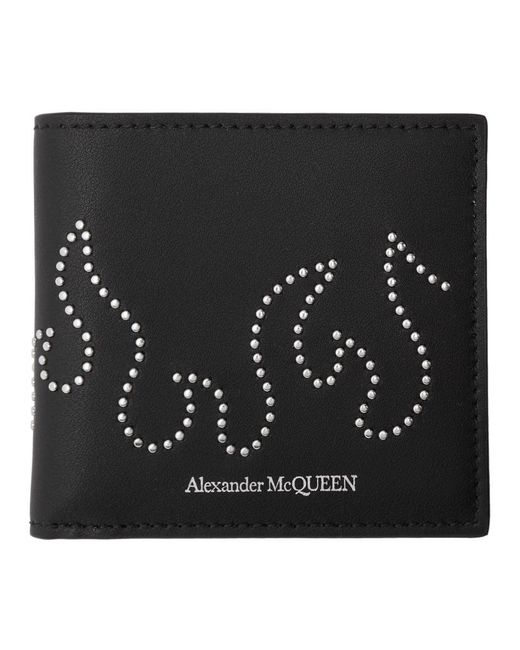 Alexander McQueen Leather Studded Bifold Wallet in Black for Men