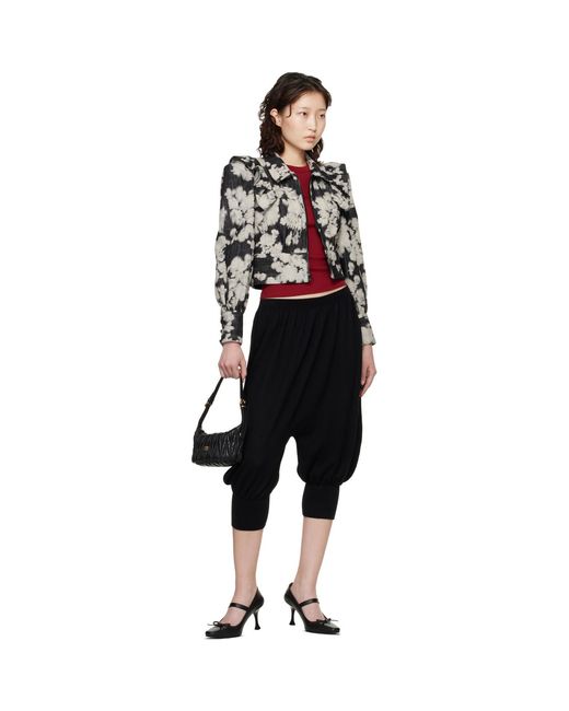 Anna Sui Black Off- Cropped Ruffle Jacket