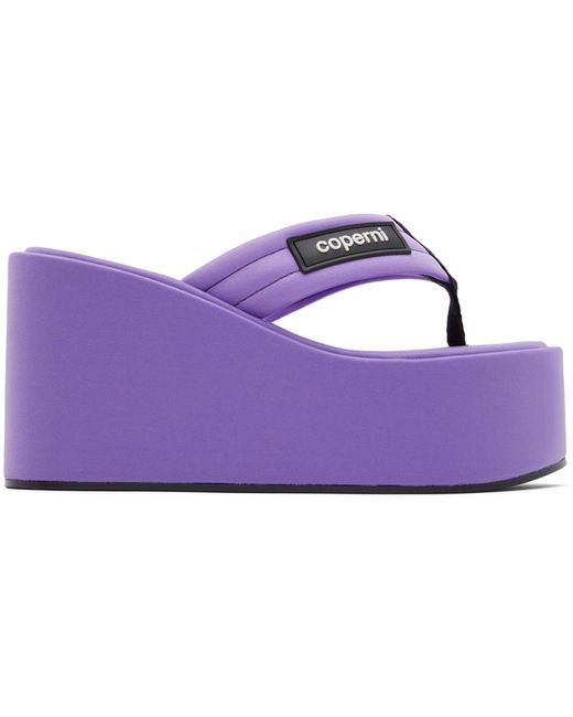 Coperni Ssense Exclusive Purple Branded Wedge Sandals