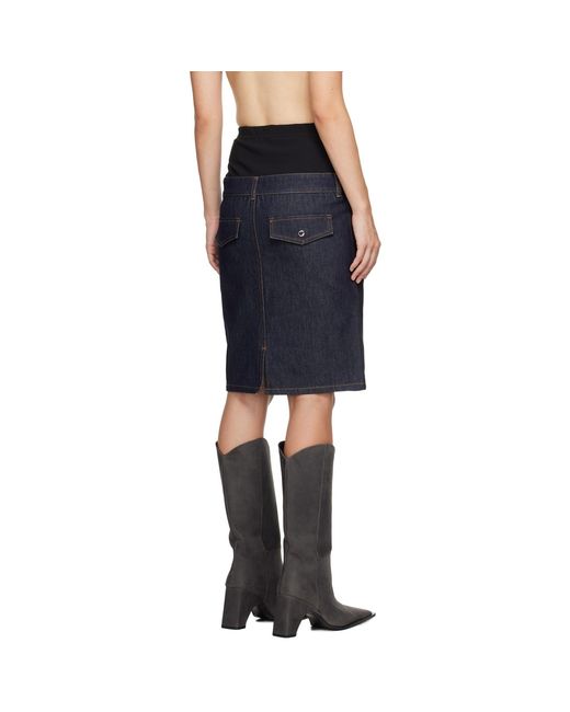 Coperni Black Hybrid Denim Midi Skirt