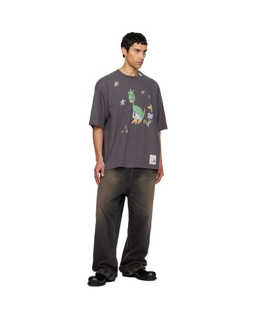 Maison Mihara Yasuhiro Blue Leon Kids Doodle T-Shirt for men