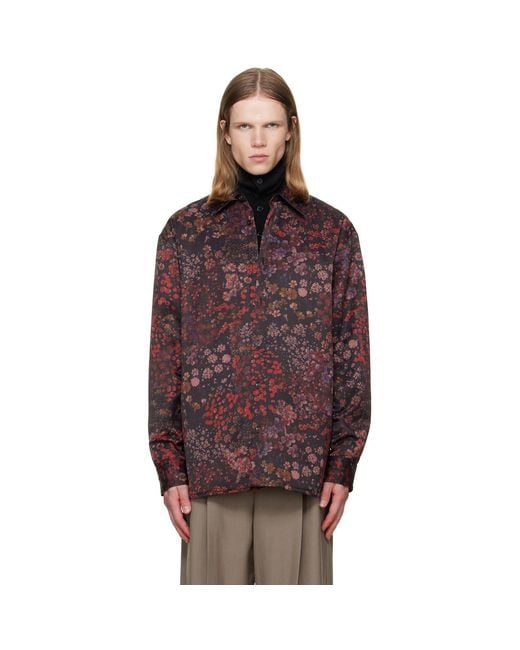 Dries Van Noten Red Padded Floral Overshirt for men