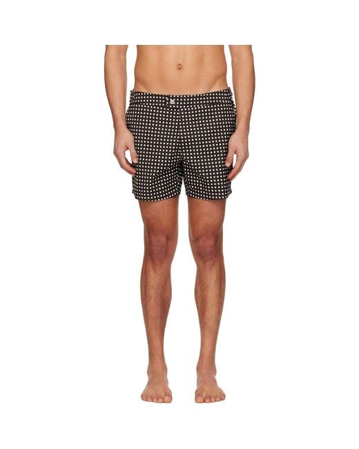 Tom Ford Black Mid Dot Print Nylon Swim Shorts for men
