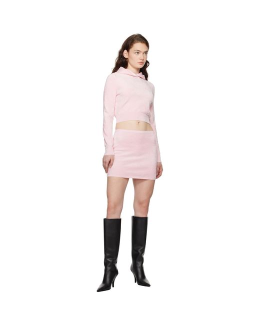 T By Alexander Wang Pink Cropped Long Sleeve Hoodie