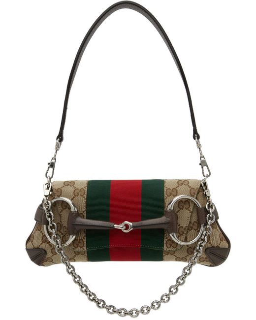Gucci Black Taupe Small Horsebit Chain Bag