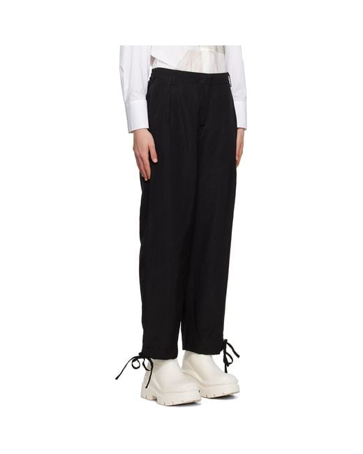 MSGM Black Elasticated-Ankles Wide-Leg Trousers