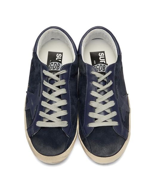 Golden goose navy clearance suede superstar sneakers