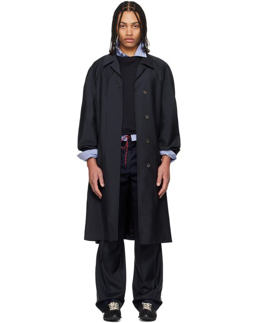 Miu Miu Black Single-Breasted Kid Mohair Coat for men