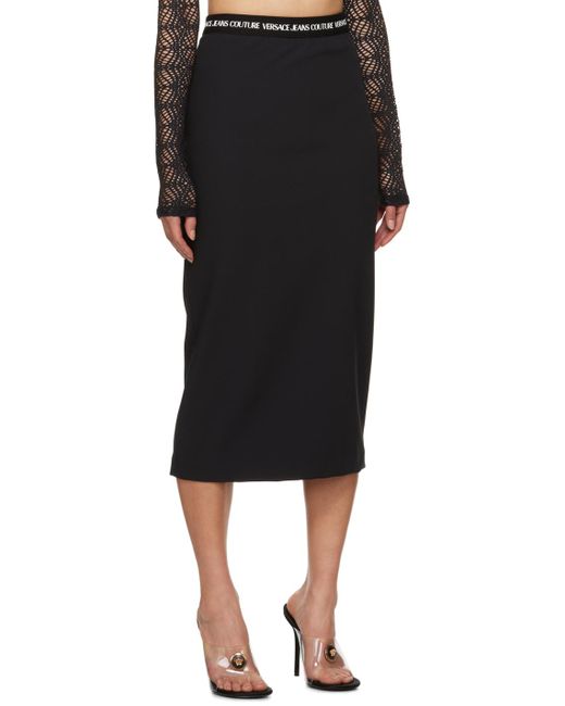 Versace Black Bonded Midi Skirt