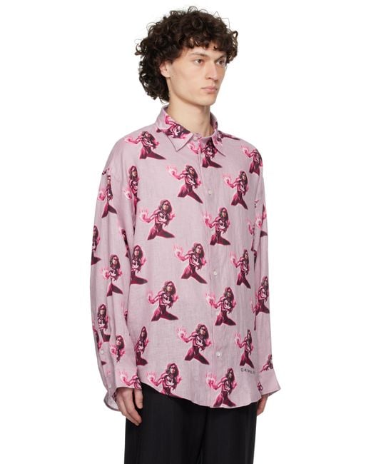 Acne Pink Printed Button-up Shirt for men