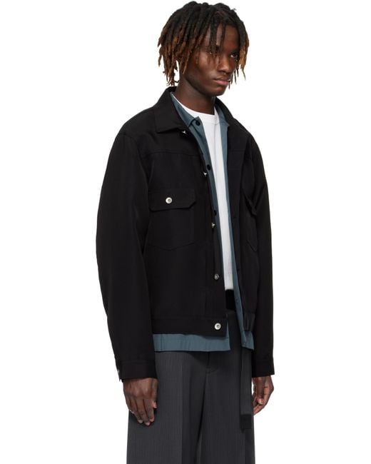 国内より1WEEK【sacai】Double-Faced Silk Cotton Jacket Sacai Double-Faced Silk Cotton Jacket in Black for Men | Lyst