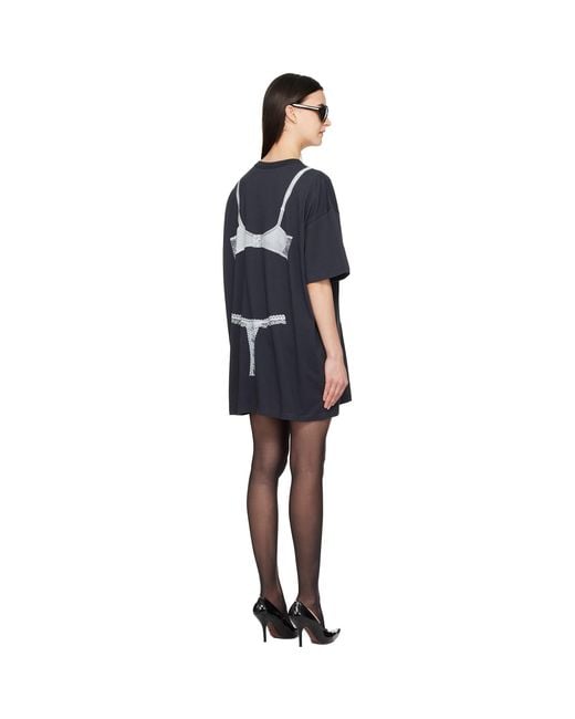 VAQUERA Black Trompe L'Oeil Tall Tee Minidress