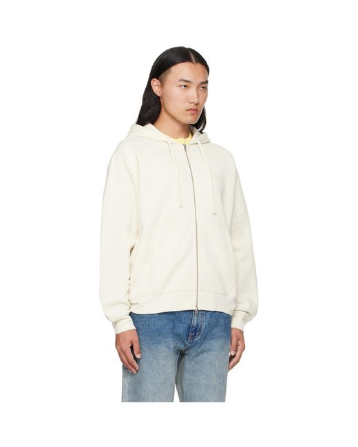 Dime White Cursive Zip Hoodie for men