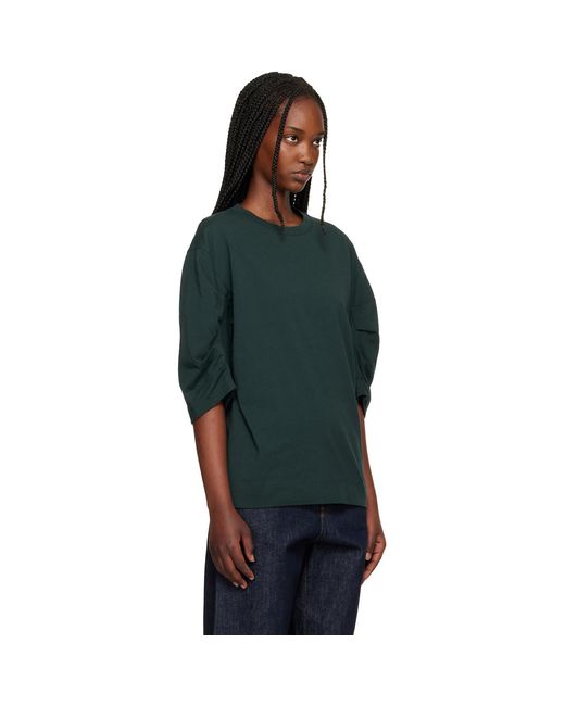 Dries Van Noten Black Pleated Sleeve T-Shirt