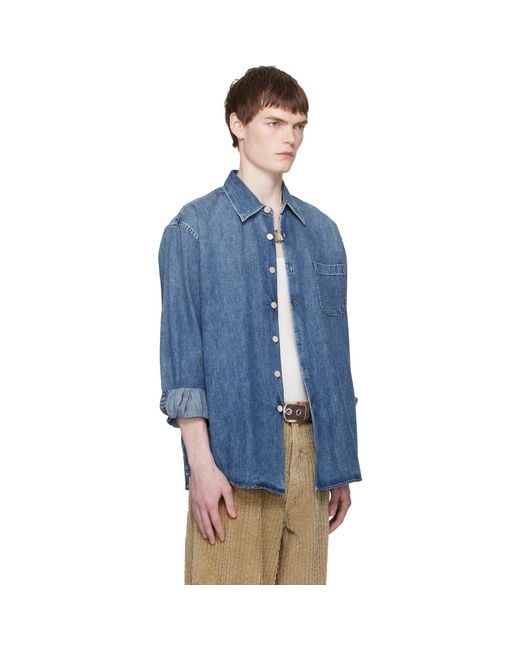 Our Legacy Blue Above Denim Shirt for men