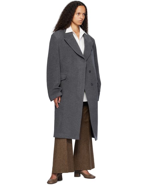 REMAIN Birger Christensen Black Heavy Wool Long Coat