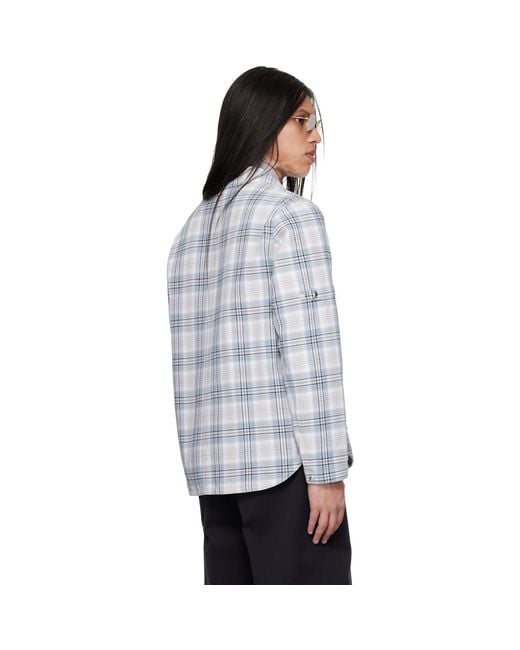 Thom Browne Gray Windowpane Plaid Armband Utility Jacket for men