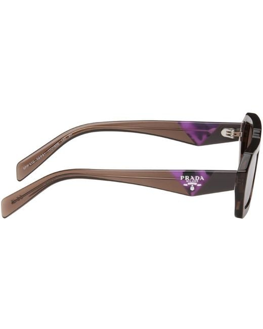 Prada Black Brown Rectangular Sunglasses for men