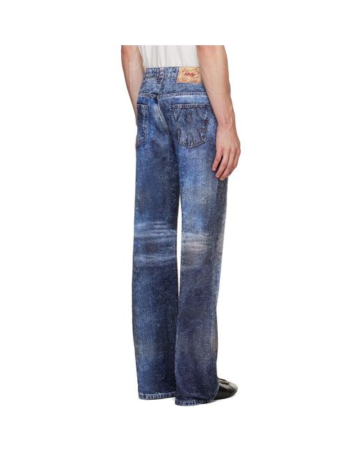 AVAVAV Blue Paris Printed Velour Trousers for men