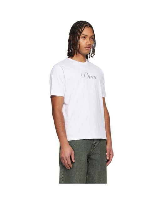 Dime White Cursive T-Shirt for men