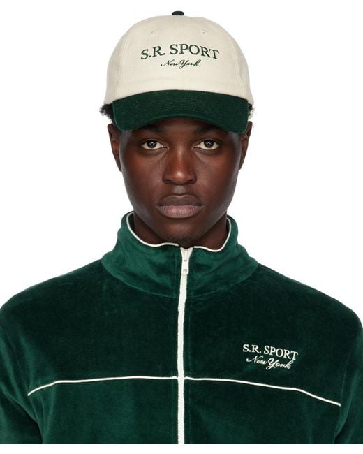 Sporty & Rich Off-white & Green 's.r. Sport' Cap for men