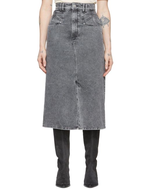 Isabel Marant Denim Dipoma Midi Skirt in Black | Lyst