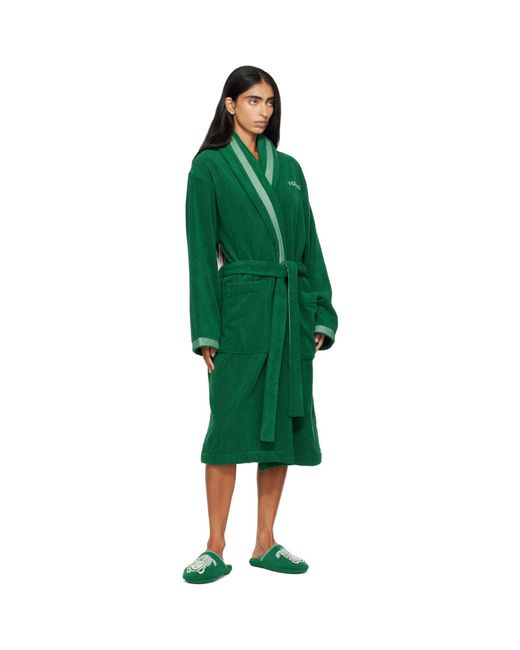 Versace Green Cotton-Terry Jacquard Slippers