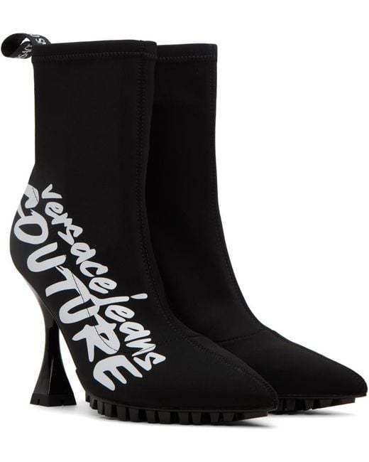 Versace Black Flair Logo Ankle Boots