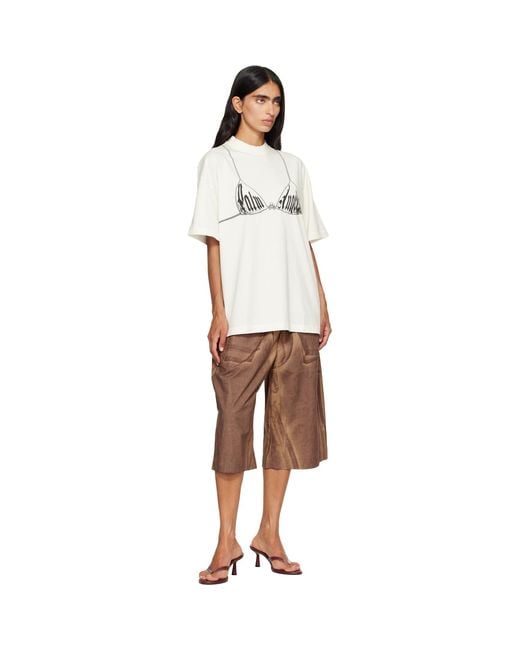 Palm Angels White Off- Bra Loose T-Shirt