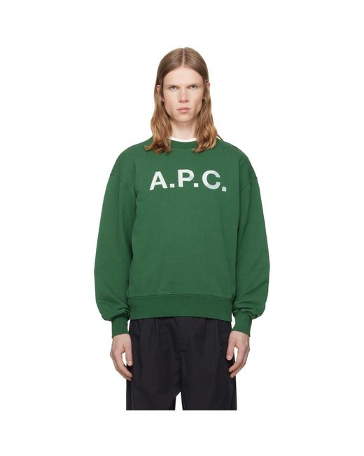 Pull Molletonné Rétro Vert À Logo A.P.C. pour homme en coloris Green