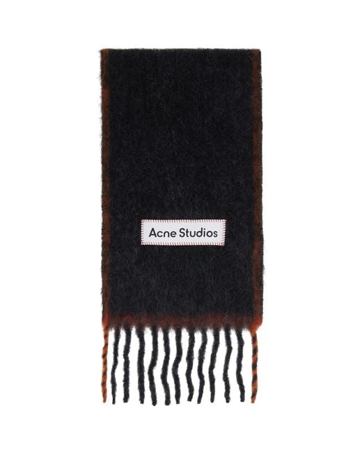 Acne Black Narrow Wool Mohair Scarf for men