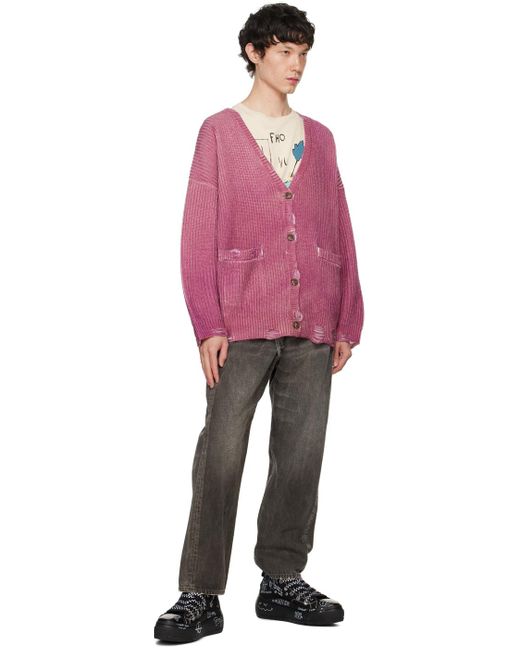 R13 Pink Oversized Cardigan for men