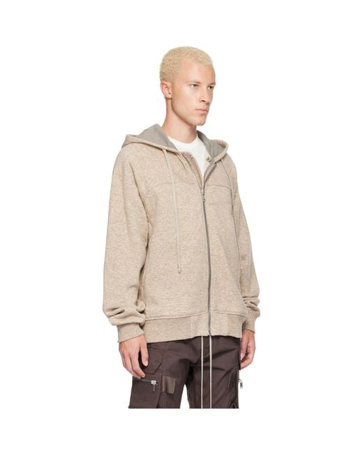 Rick Owens Natural Tower Wool Windbreaker Hoodie for men