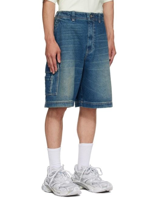 Vetements Blue Hip-Hop Denim Cargo Shorts for men